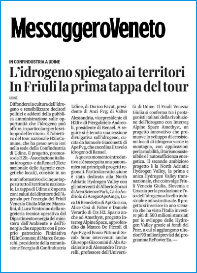 L'idrogeno spiegato ai territori. In Friuli la prima tappa del tour